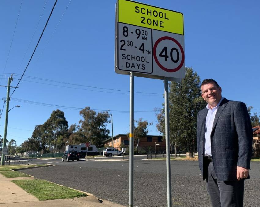 Dubbo MP Dugald Saunders at a school zone in the city. Picture: Supplied