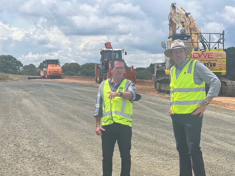 NSW deputy premier Paul Toole and regional roads and transport minister Sam Farraway on their latest inspection of the Orange to Dubbo portion of the Mitchell Highway. Picture supplied