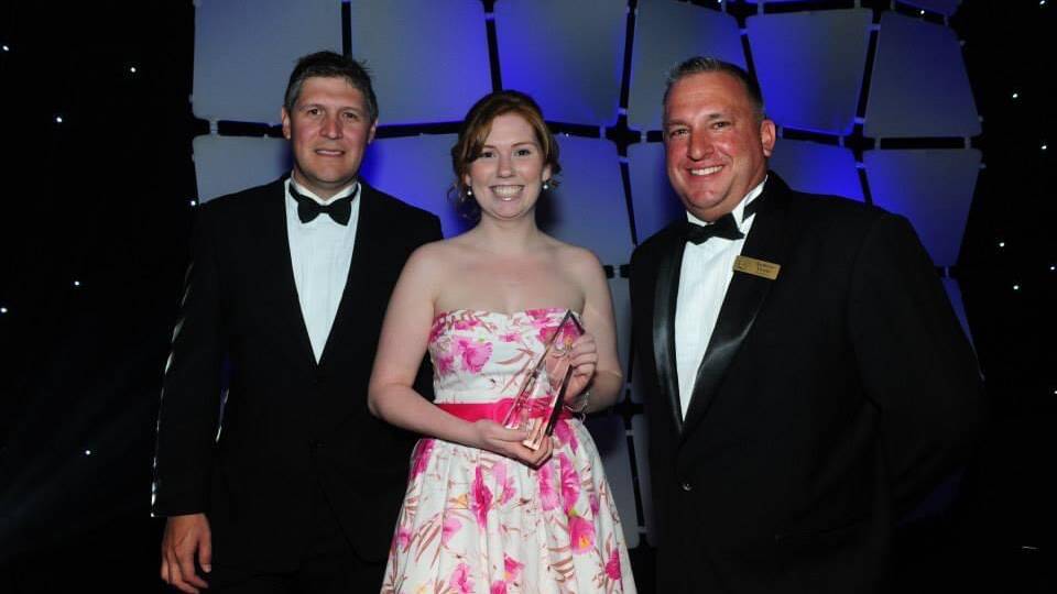 Rowan Barnes received the 2013 Rhino Awards as Apprentice of the Year at the gala event of the Dubbo Chamber of Business and Industry. Picture: Supplied