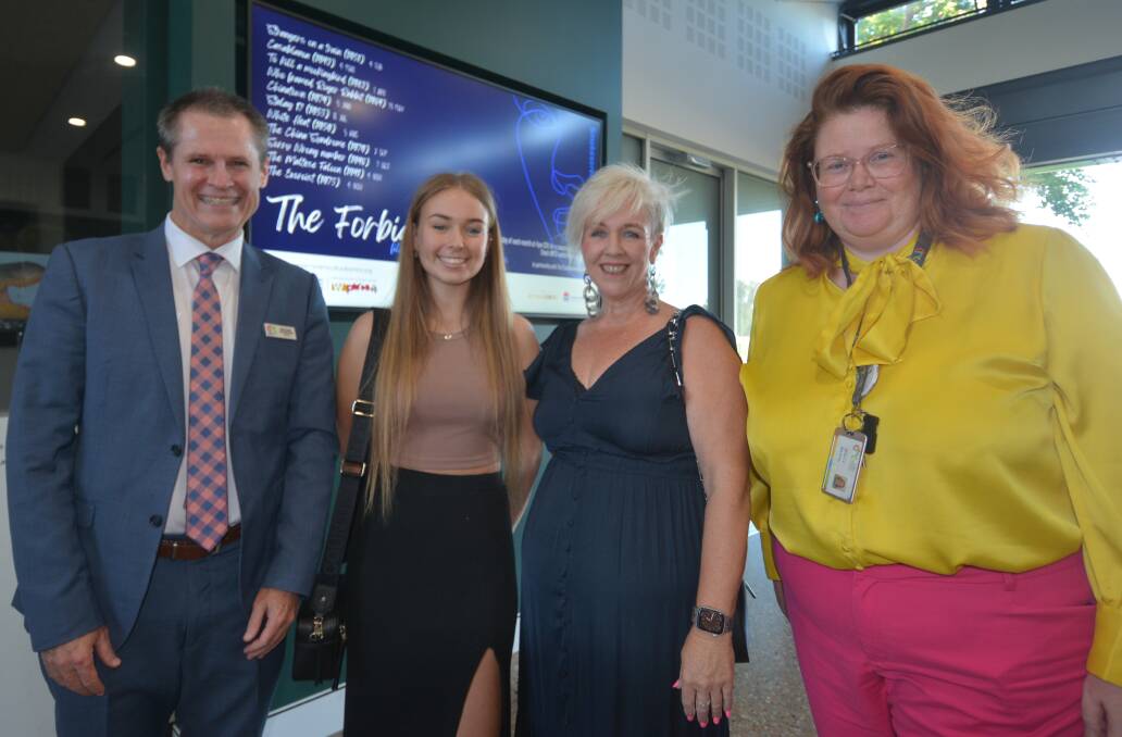 From left, Dubbo mayor Mathew Dickerson, St John's College student Keira Bussey, Art Express curator and visual arts teacher Tamara Lawry and Western Plains Cultural Centre's museum and collections manager Jessica Moore. Picture by Elizabeth Frias