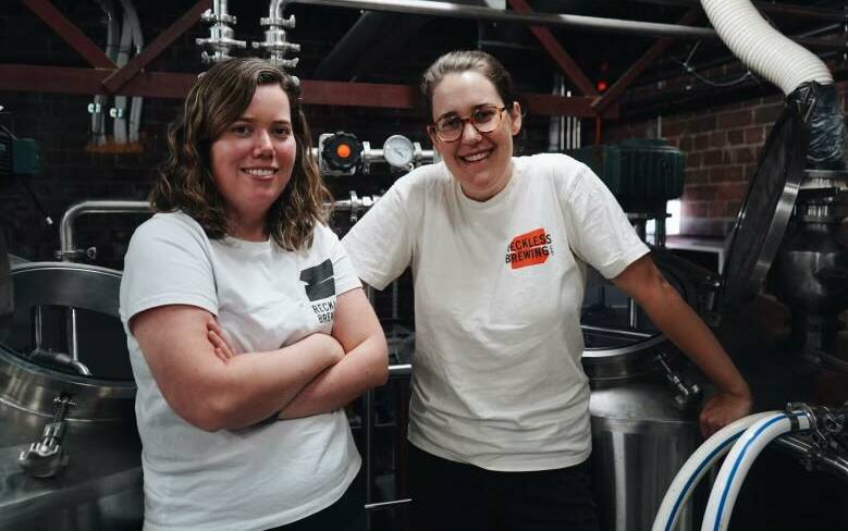 Reckless Brewing Co founders Grace Fowler and Alice Wilson pictured at their brewery in Bathurst are bringing pale ale Helen Reddy and others to the Beers to the Bush festival. Picture supplied
