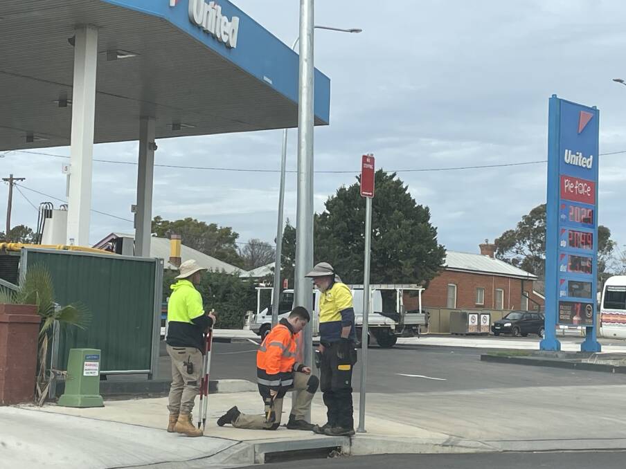 Local road workers at Cobra Street, Dubbo on Monday. Picture: Elizabeth Frias