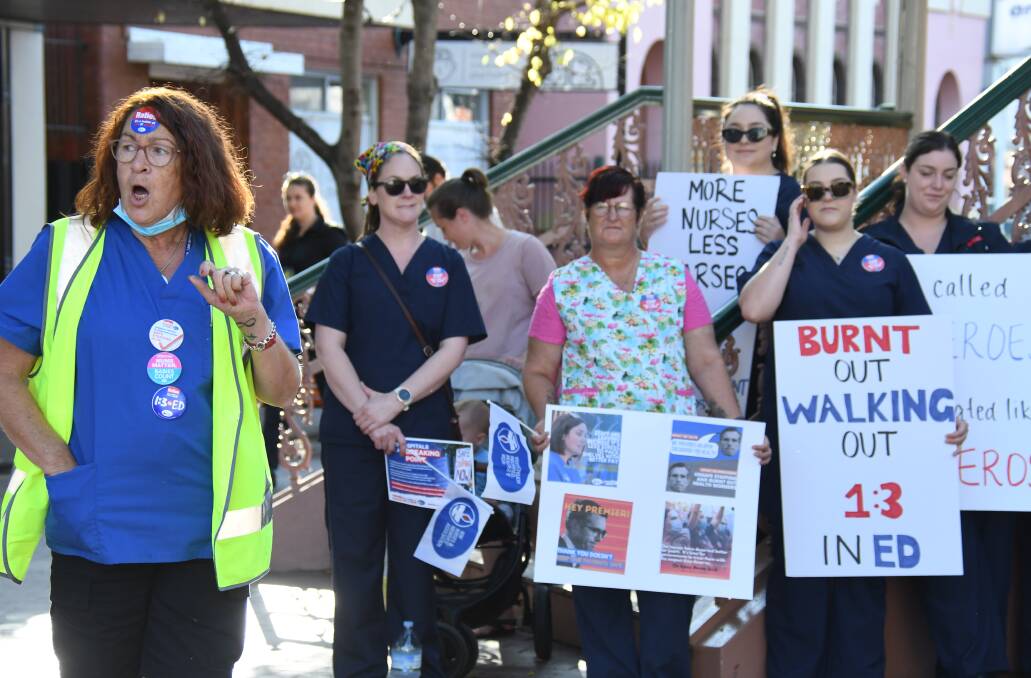 Dubbo Hospital's nurses and midwives protested in March 2022. Picture: Amy McIntyre