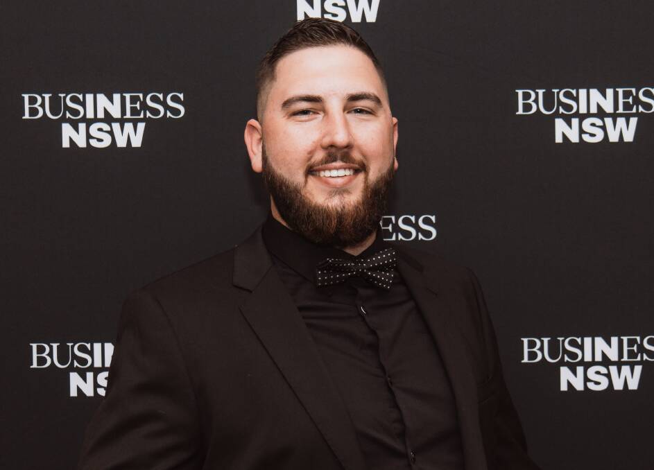 Jacob Willetts receiving his Western Business NSW Employee of the Year Award on July 22, 2022 at the Western Plains Taronga Zoo gala event. Picture: Supplied