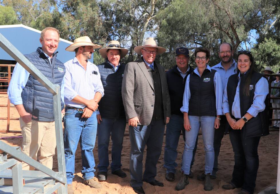 Parkes MP Mark Coulton (centre) at Coonamble town's showground. Picture supplied.
