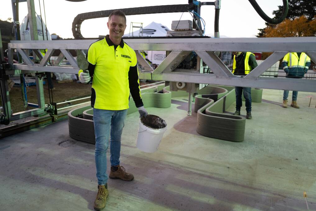 Contour3D CEO, Nick Holden, at a 3D printing construction site. Picture supplied