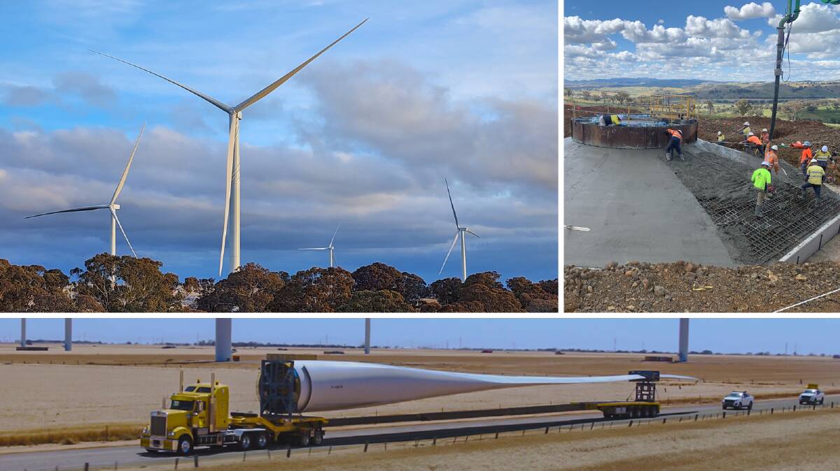 Flyers Creek Wind Farm now generating power near Orange NSW. File pictures 