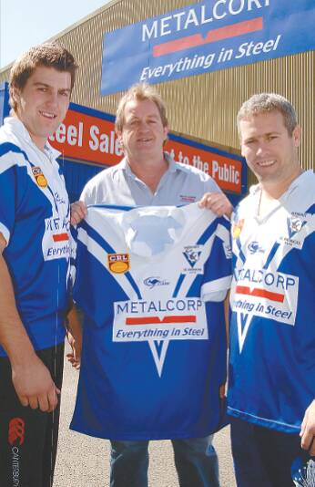Ready for the 2007 season was St Pat's players Brent Dennis (left) and captain-coach Chris Osborne (right), pictured with then sponsor Gerard McCormick. Picture Zenio Lapka 