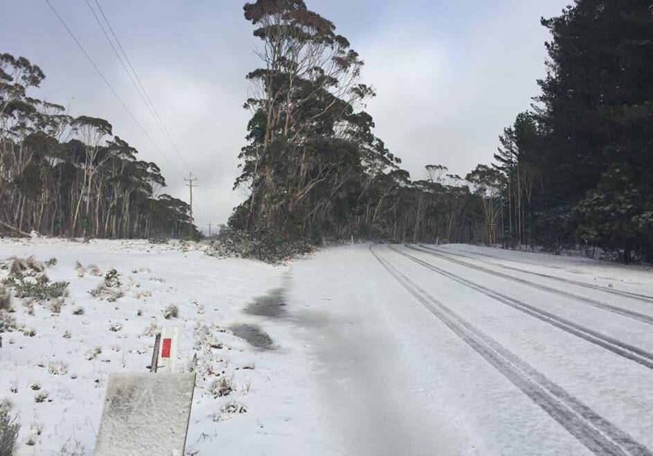 A DUSTING OF SNOW: Snow fell around Jenolan Caves on Friday morning. As well, Shooters Hill, Edeth, Porters Retreat and Black Springs all received a dusting of snow. Photo: JENOLAN CAVES FACEBOOK PAGE