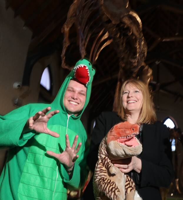 DINO DAY: Dominic Bleijie and Penny Packham. Photo: PHIL BLATCH