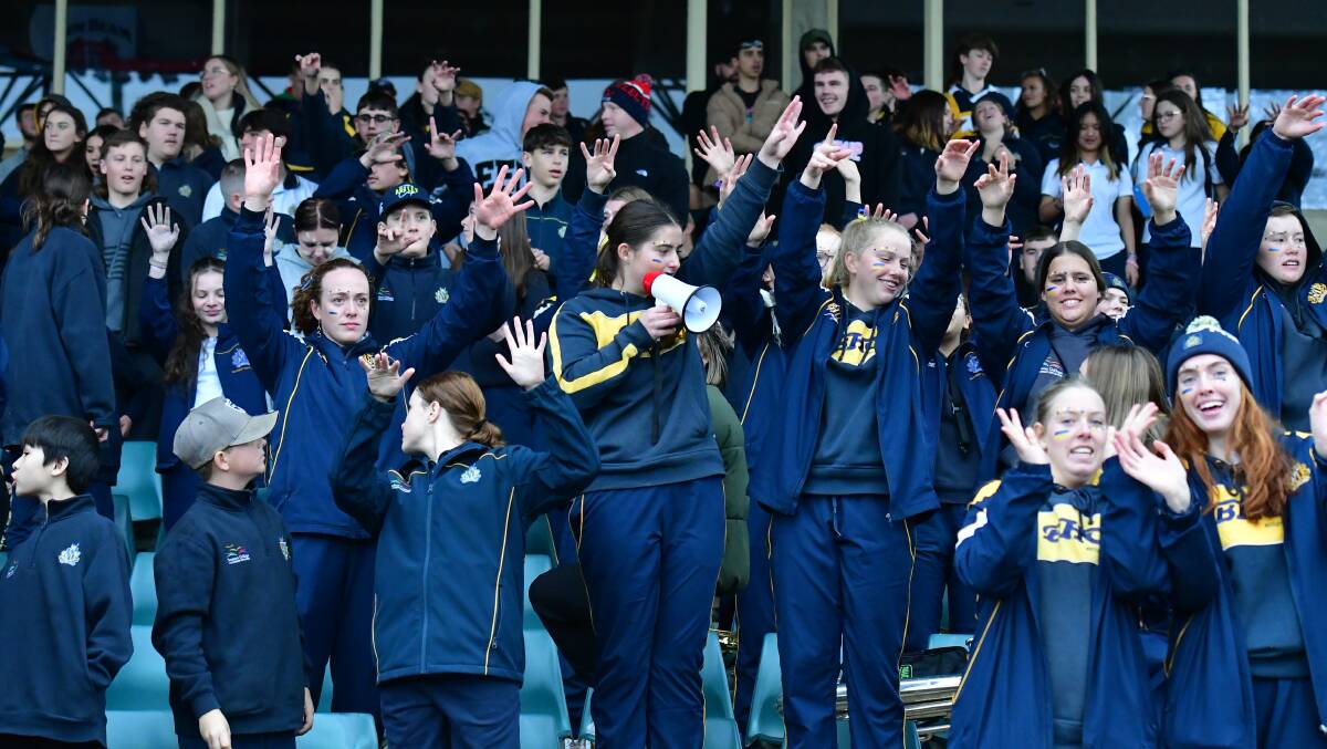 Bathurst High Campus students cheer on their school at Carrington Park. Picture by Bradley Jurd