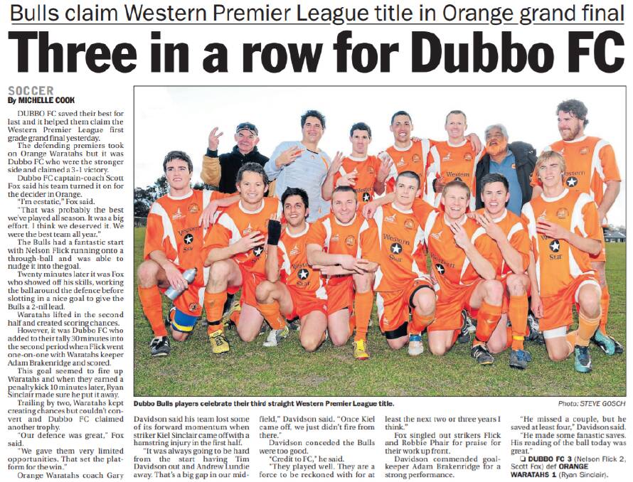 Dubbo Bulls won the last Western Premier League grand final in 2012. Photo courtesy of the Daily Liberal