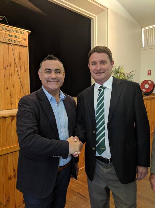 Endorsed: Leader of the NSW Nationals John Barilaro congratulates Andrew Schier. As a local farmer and father, he knows the people, he knows the issues.