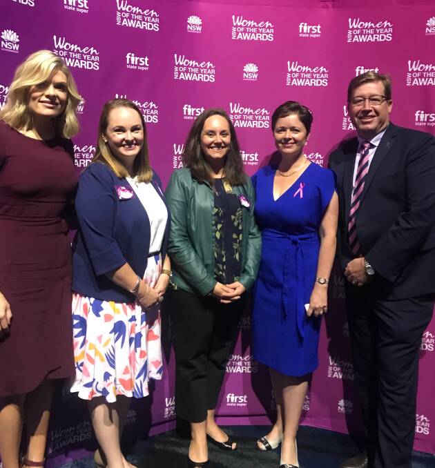 Lovely Ladies: Troy Grant, channel nine Erin Molan, finalist Camilla Kenny, winner Camilla Ward and NSW Minister for Women Tanya Davies.