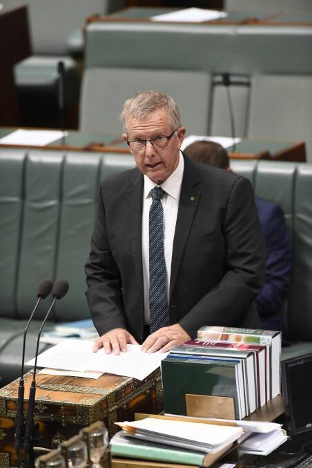 Member for Parkes Mark Coulton presenting the Efic Bill 2019 in the House of Representatives chamber last week.
