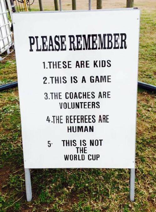SIGN OF THE TIMES: A warning to parents at a junior sport field.