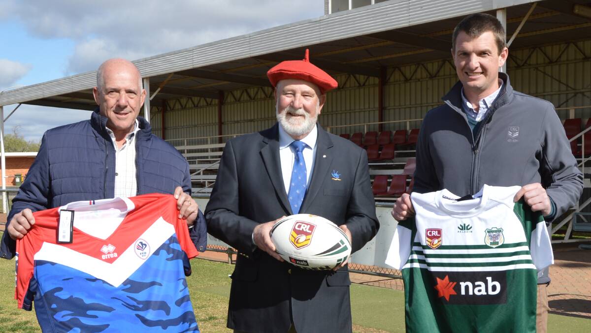BIG PLANS: International Rugby League Development Manager Tas Baitieri, Parkes Mayor Ken Keith OAM and Peter Clarke Manager - Western Region Country Rugby League.