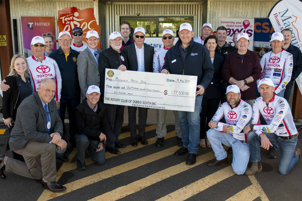 Everyone came together at the cheque presentation for Macquarie Home Stay. Picture: Belinda Soole 