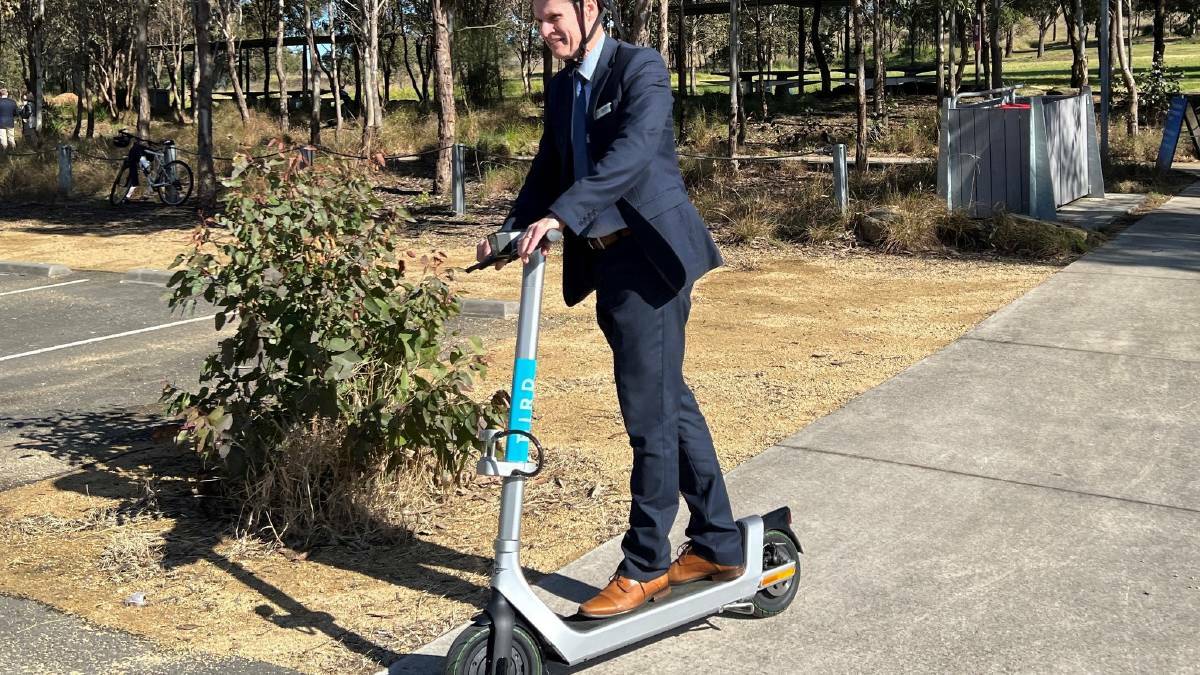 Dubbo Regional Council mayor Mathew Dickerson on an e-scooter earlier this year. Picture supplied 