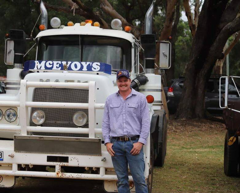 Jed McEvoy in front of the McEvoy truck. Picture supplied. 