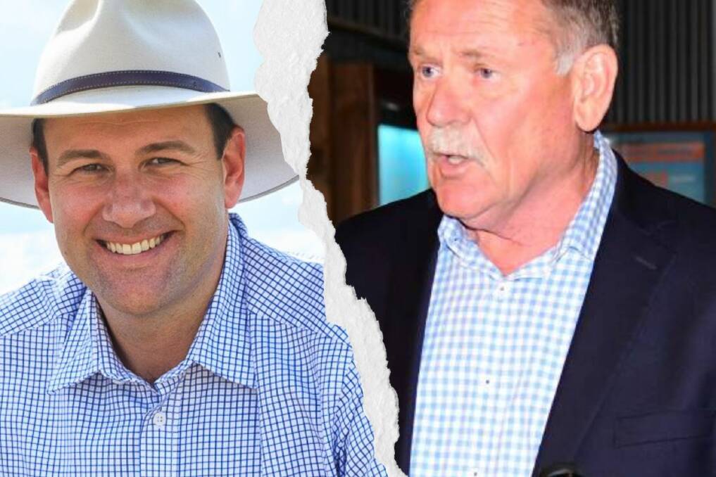 Sam Farraway (left) announced $50 million in funding to fix potholes but Narromine Shire mayor Craig Davies isn't impressed with the amount. 