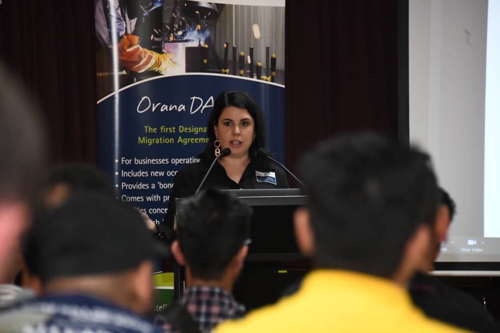 Servet Brennan from the Department of Home Affairs talking at the information session. Picture by Amy McIntyre 
