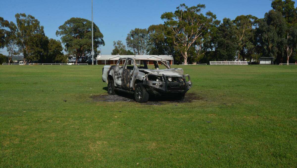 The stolen and burnt car was extinguished at midnight on Wednesday, February 1. Picture Tom Barber 