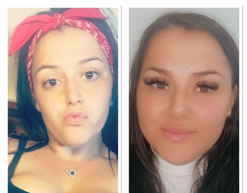 What Danielle Sciberras looked like while taking drugs (left) and after being sober for three years (right). Picture: Supplied 
