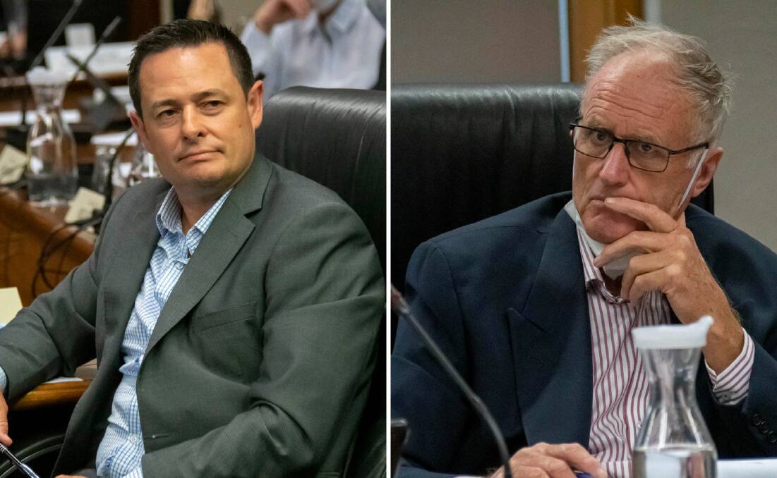 Councillor Matthew Wright and Deputy Mayor Richard Ivey both had their own concerns on Dubbo Regional Council's investment portfolio. Picture: Belinda Soole