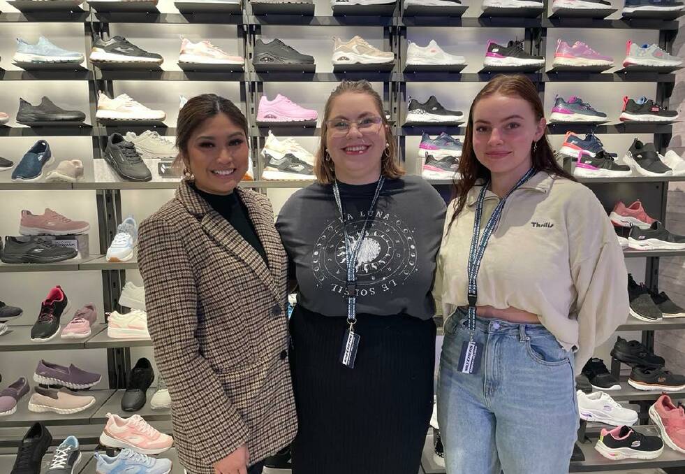 Skechers state manager Melanie Balagtas, Dubbo store manager Jasmine Towers-Marr and assistant store manager Brittany Simpson. Picture: Ciara Bastow 