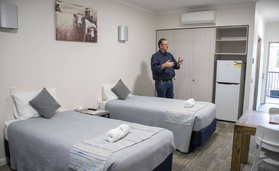 Rod Crowfoot in one of the bedrooms at Macquarie Home Stay. Picture by Belinda Soole 