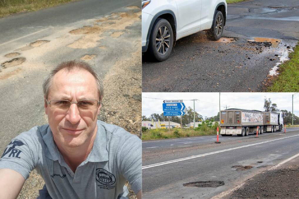 Dubbo Regional Councillor Josh Black calls for $10 million from the NSW Government to fix the regions roads. Picture supplied. 
