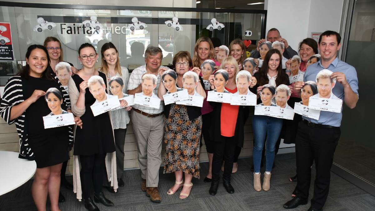 The Daily Liberal team getting excited for the Royal Visit. Photo: BELINDA SOOLE. 