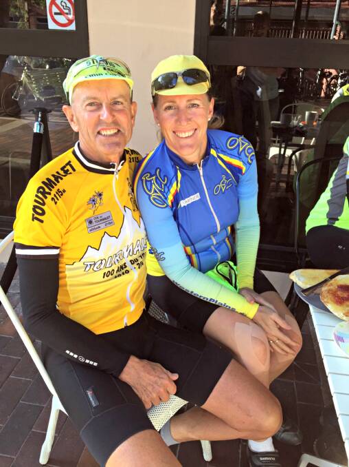 HAPPY RIDERS: Mick and Kerrie Cooper at the Cadel Evans Ride. They have previously participated in the Back O' Bourke Ride for Cancer. Photo: CONTRIBUTED.