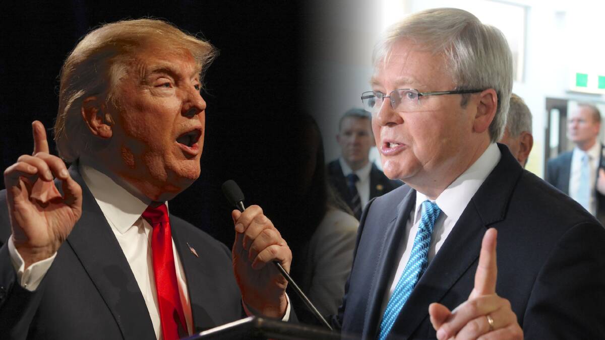 Donald Trump, left, and Kevin Rudd. Pictures Shutterstock, Paul Scamblerand 