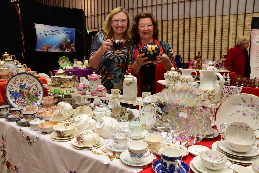 Exquisite: Mother and Daughter Duo Helen and Hedy Kaufler displaying their colourful and rare wares at the Dubbo fair. Photo: PAIGE WILLIAMS