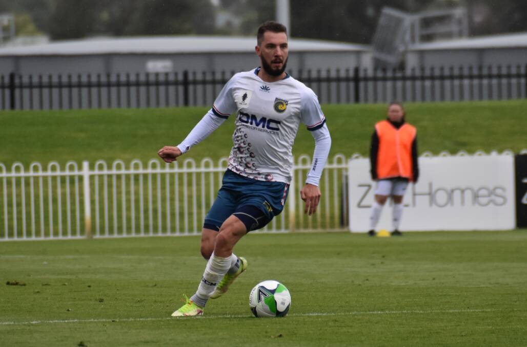 RETURN: Central Coast Mariners' Storm Roux played in the FFA Cup at Glen Willow Stadium in 2021. Picture: Jay-Anna Mobbs