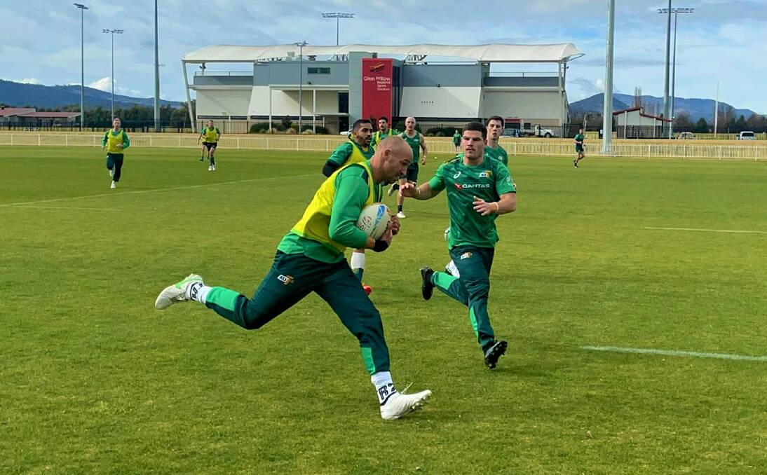 The Australian Rugby 7s training session at the Mudgee Rugby Union facility on July 12 at Glen Willow Sporting Complex. Picture: John Carters