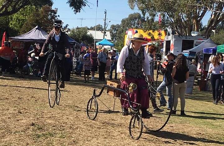 Powering forward: Antique bicycles were just one attraction at last year's Man from Ironbark Festival at Stuart Town. Preparations are well underway for the 2018 event. Photo: FILE.