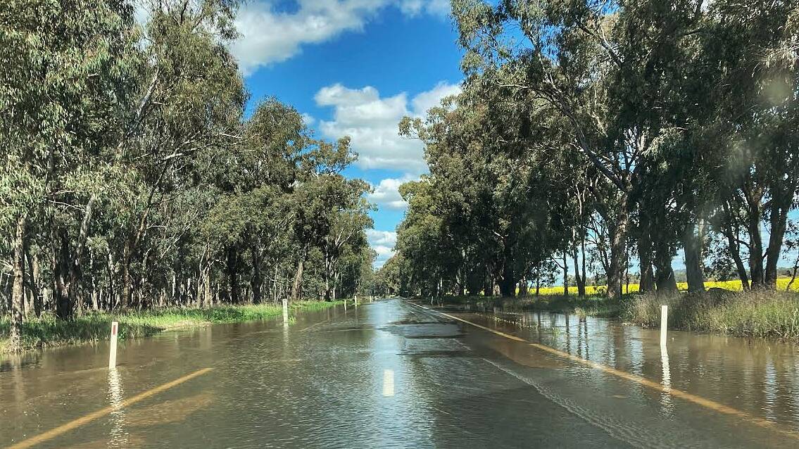 The Forbes to Cowra road on Wednesday, it closed Thursday morning with water. Picture by Federation Fotos. 