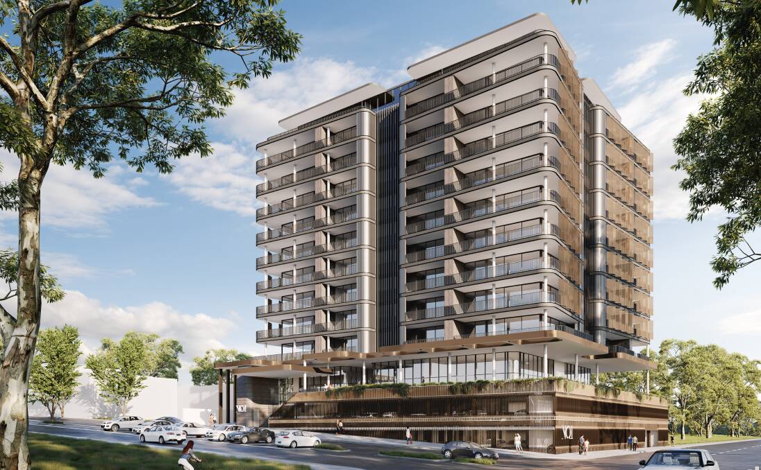 An artist's impression of the proposed 13-storey Church Street apartment tower in Dubbo.