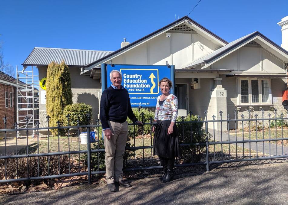 GIFT HOUSE: Country Education Foundation chairman Nick Burton Taylor and acting CEO Juliet Petersen outside their new head office in Hill Street. Photo: Supplied