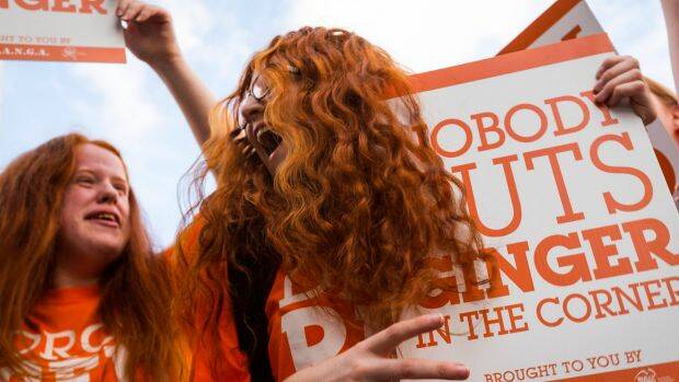 GINGERS RULE: Redheads celebrate at a ginger pride event in Melbourne.