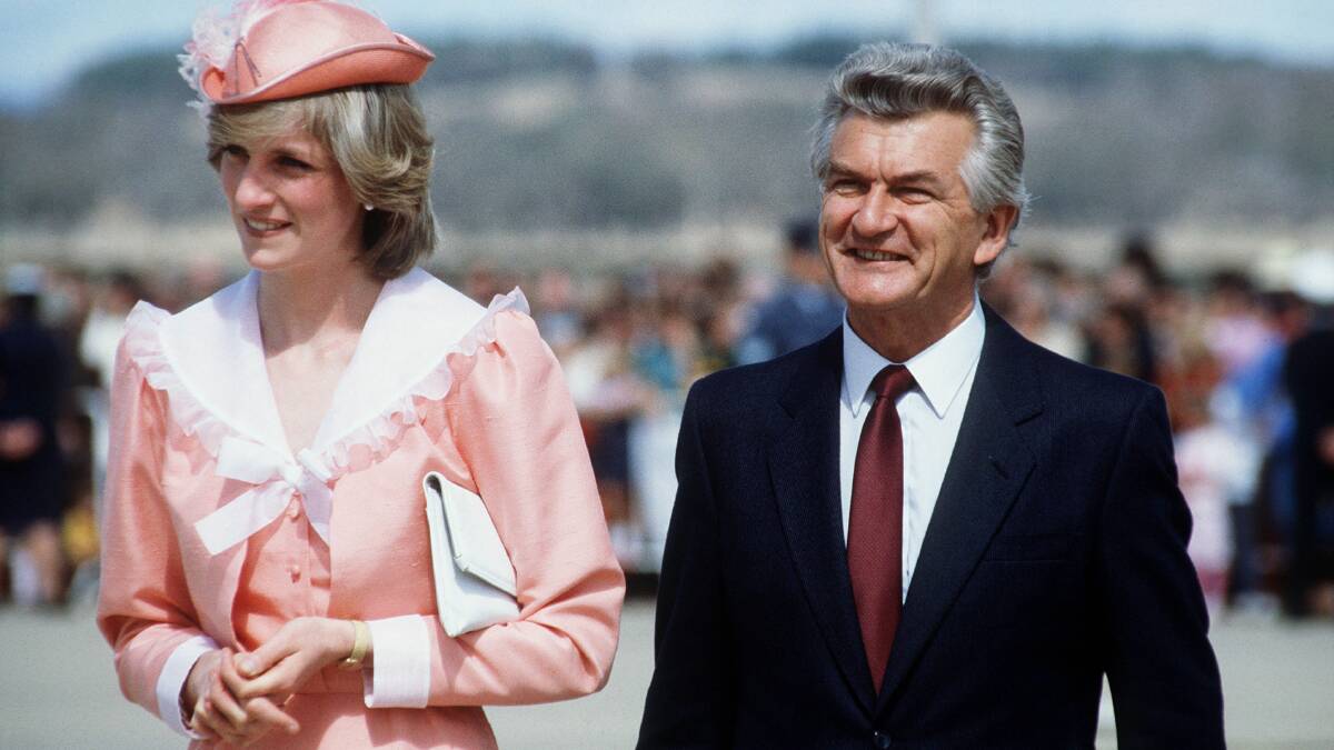 Bob Hawke, pictured with Princess Diana in 1983, was the first prime minister Tony Harriott drove for. Picture: Getty Images