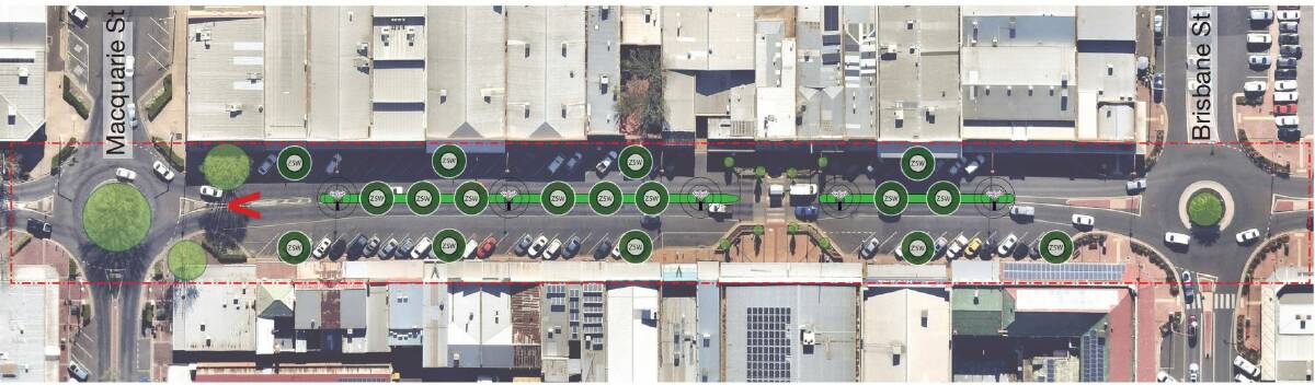 PROPOSED: The proposed location of the trees between Brisbane and Macquarie Street. Photo: DUBBO REGIONAL COUNCIL
