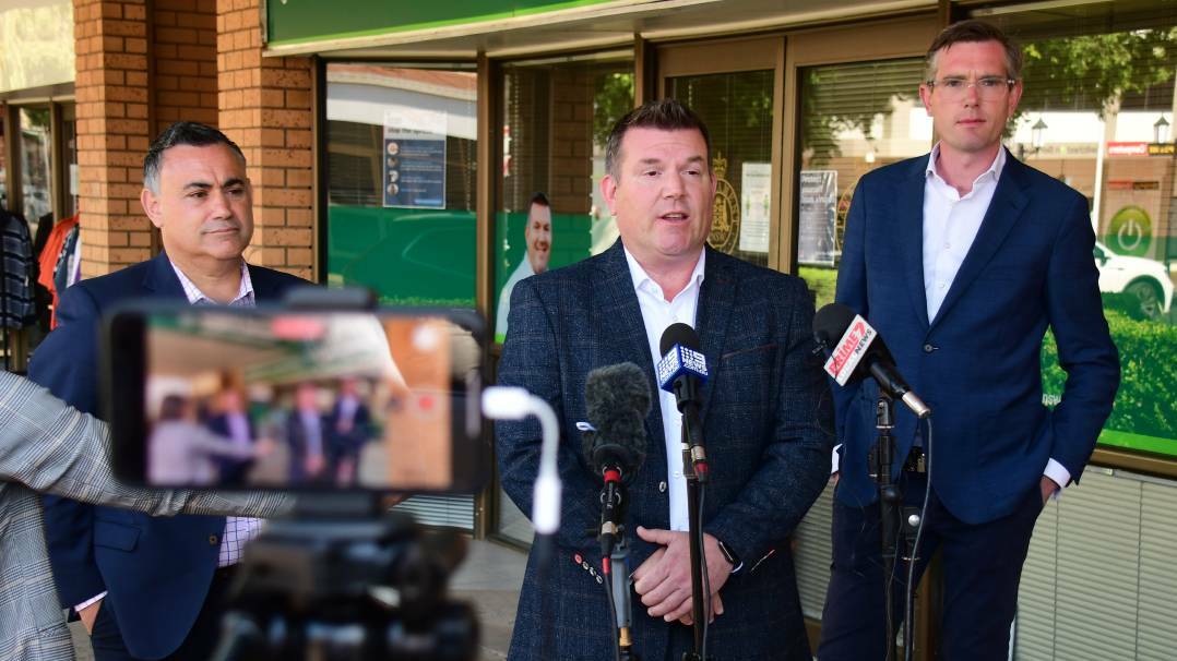 There were cheers when Deputy Premier John Barilaro, Treasurer Dominic Perrottet and Dubbo MP Dugald Saunders announced the funding on November 9, 2020. But since then, very little has happened. Picture by Belinda Soole 