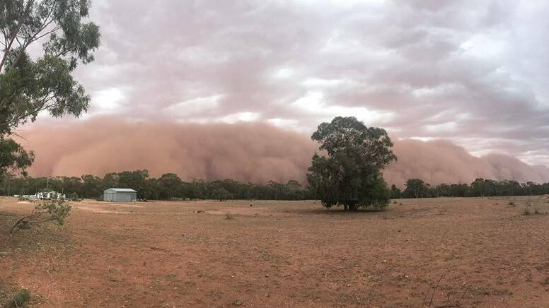 A dust storm makes its way across the dry land in Tottenham. Photo: BEN SIMPSON