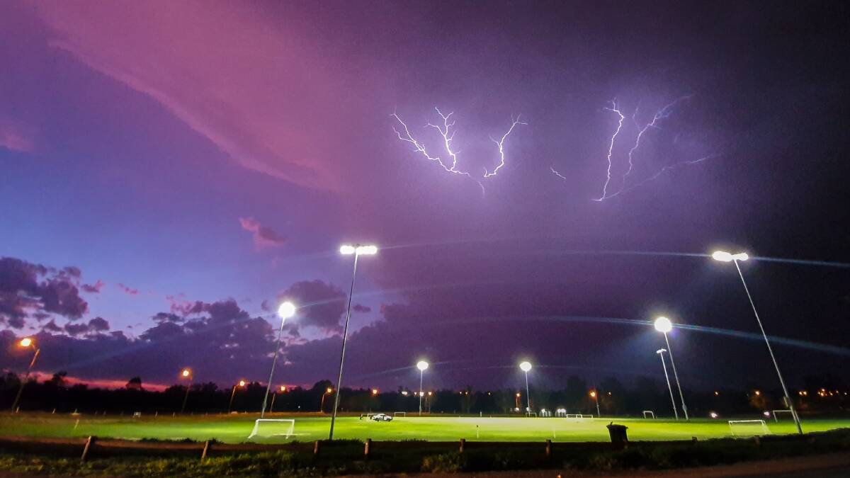 LIGHT SHOW: Lightning strike captured above Dubbo earlier this year. Photo: SASHA BROOK