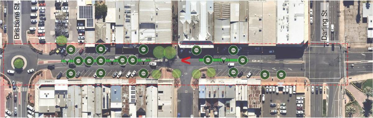 PROPOSED: The proposed location of the trees between Darling Street and Brisbane Street. Photo: DUBBO REGIONAL COUNCIL