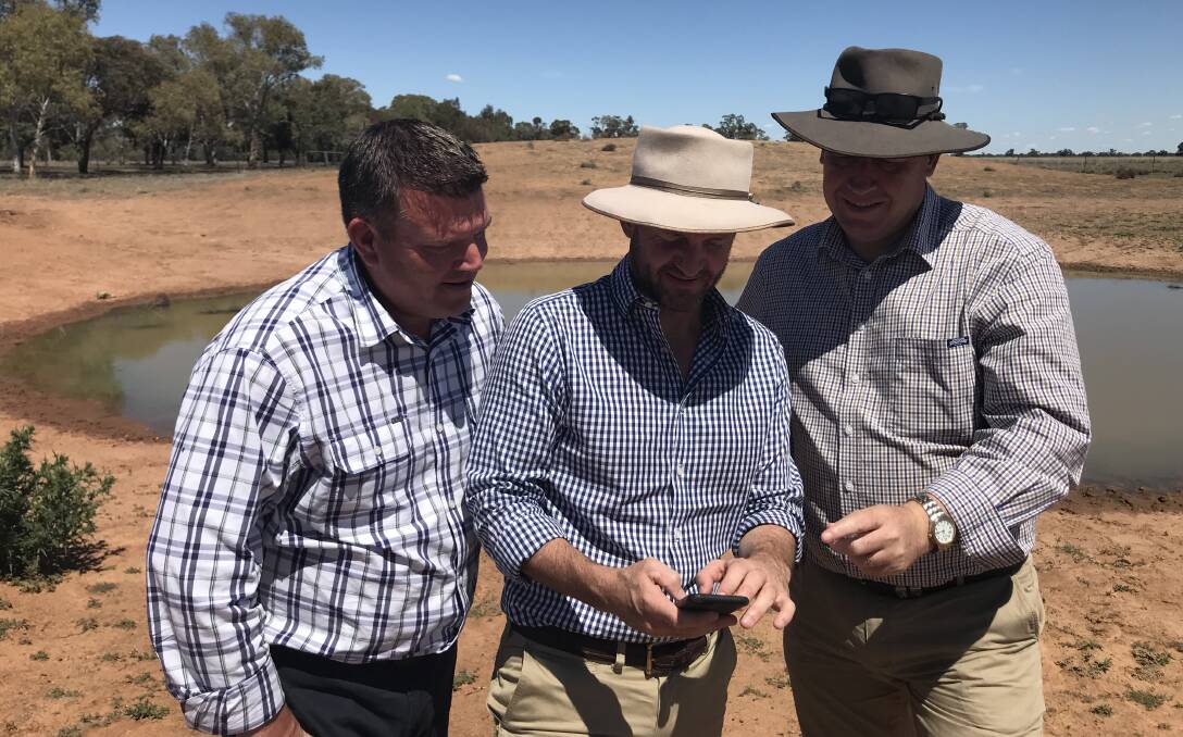 NEW APP: NSW Nationals candidate for Dubbo Dugald Saunders, Minister for Regional Water Niall Blair and Member for Dubbo Troy Grant. Photo: CONTRIBUTED